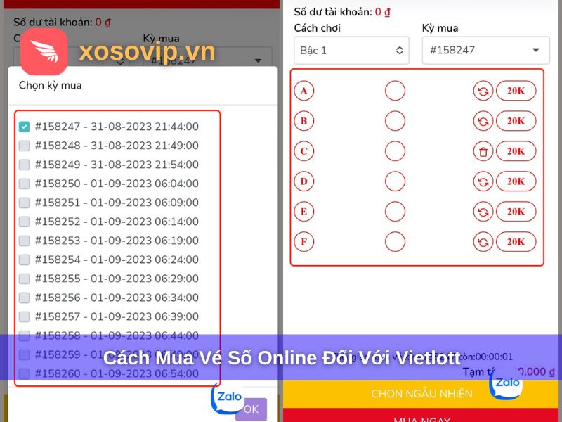 Cách mua vé số online đối với Vietlott