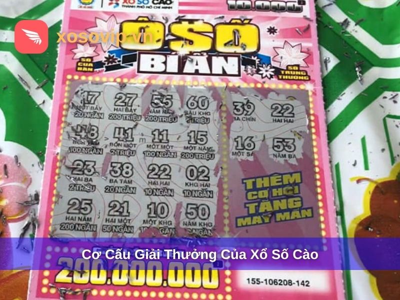 Cơ cấu giải thưởng của xổ số c&agrave;o